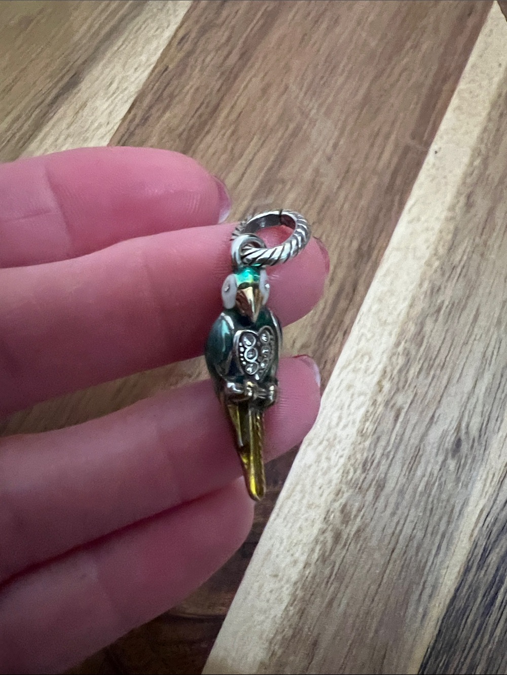 Brighton Parrot Charm Pendant in Green and Gold - Picture 6 of 7